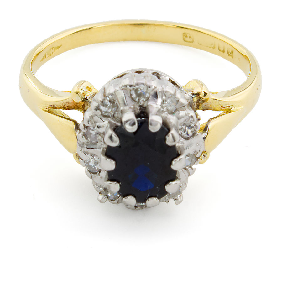 18ct gold Sapphire/Diamond Cluster Ring size J